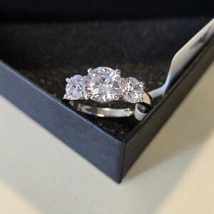 JTV Silver Three-Stone Ring